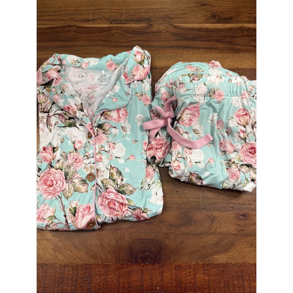POSH PEANUT Women’s Floral Print Pajama Set XL Bamboo